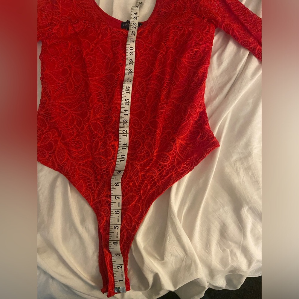 Streetwear Society, Red lace, Bodysuit top, Size Large, long sleeve, Never Worn - Picture 5 of 5